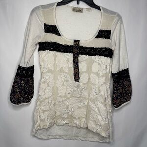 BKE Cream Embellished Buttoned Blouse - Size S